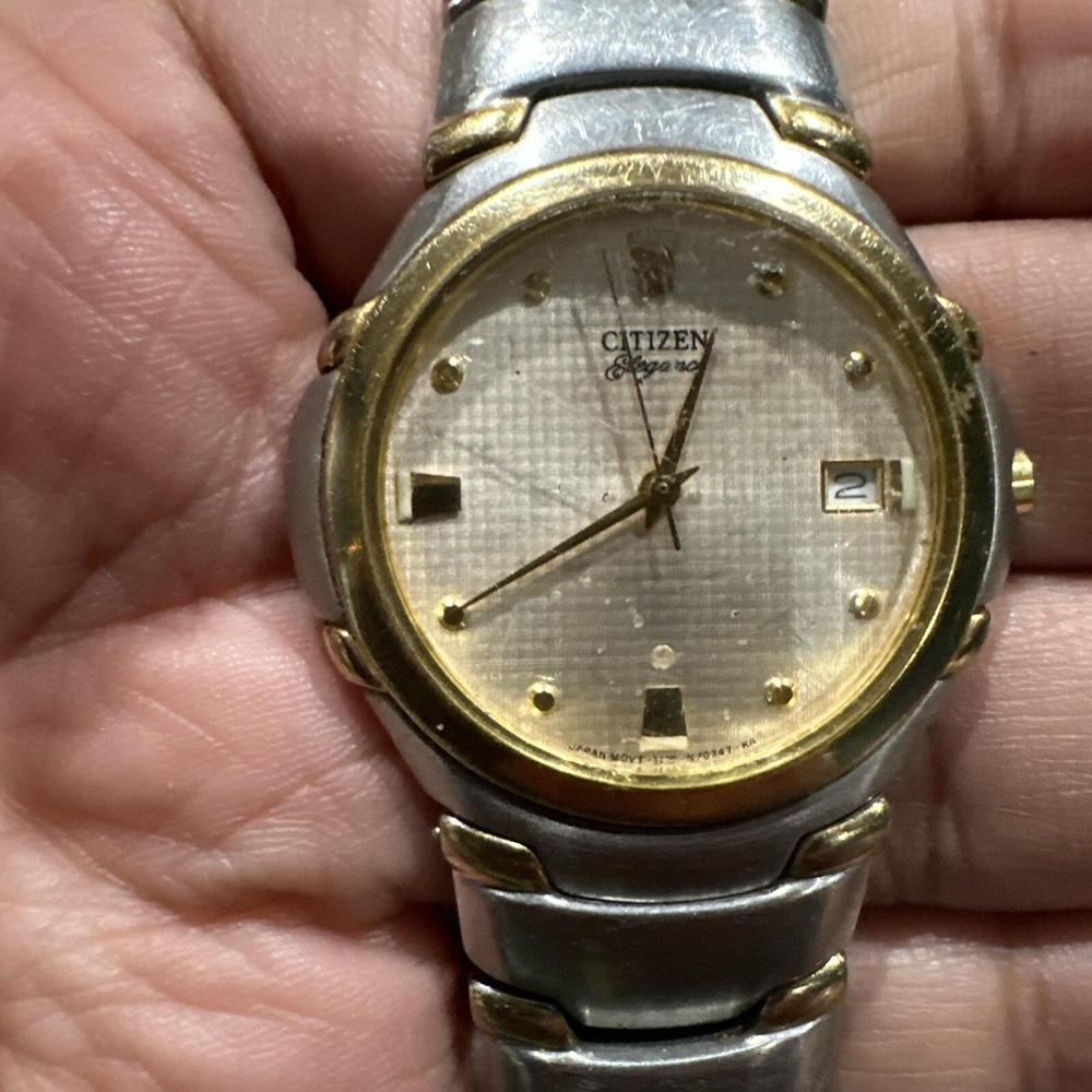 Running Vintage Citizen Elegance Signature Gold Dial Two Tone Men's Watch‎ Steel